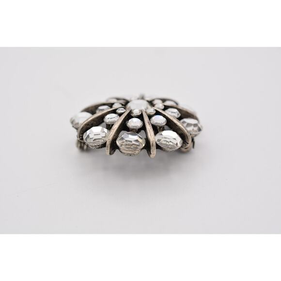 Bonnie J Crystal Pin Brooch Dark Silver Tone Sparkling Rhinestone Signed Bin1 - Picture 8 of 12